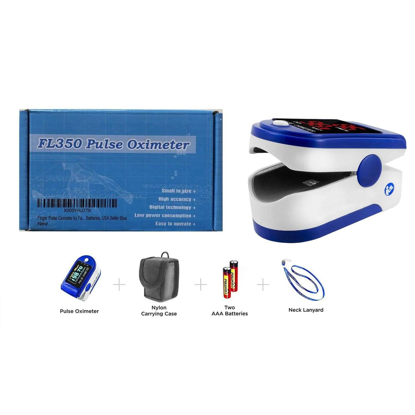 Portable Fingertip Pulse Oxygen Sugar Blood Oximeter Monitor DailySale