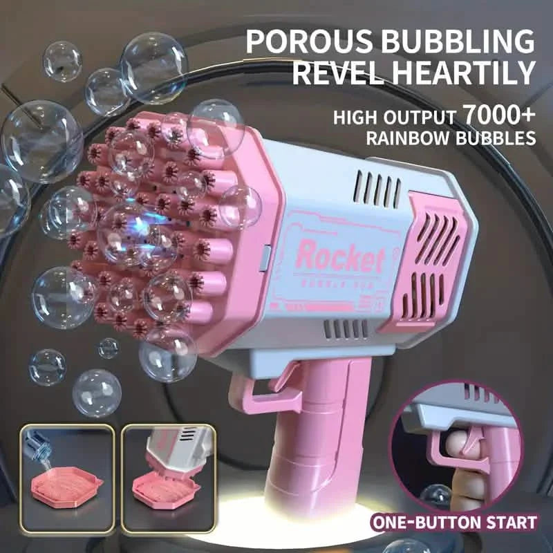 Portable Handheld Automatic Electric 40 Holes Rocket Launcher Bubble Gun with LED Light DailySale