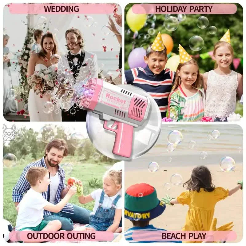 Portable Handheld Automatic Electric 40 Holes Rocket Launcher Bubble Gun with LED Light DailySale