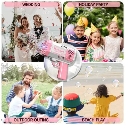 Portable Handheld Automatic Electric 40 Holes Rocket Launcher Bubble Gun with LED Light DailySale