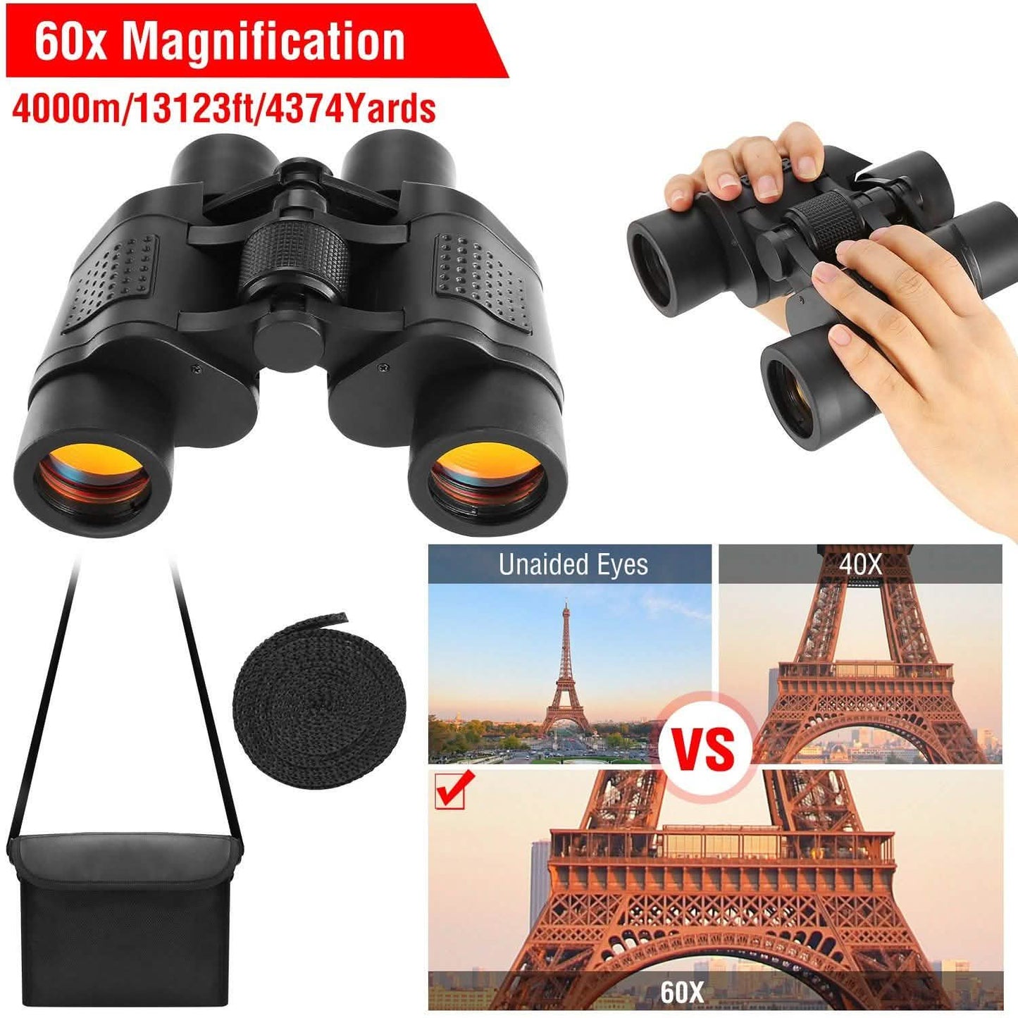 Portable HD Binoculars with Shoulder Strap Bag DailySale