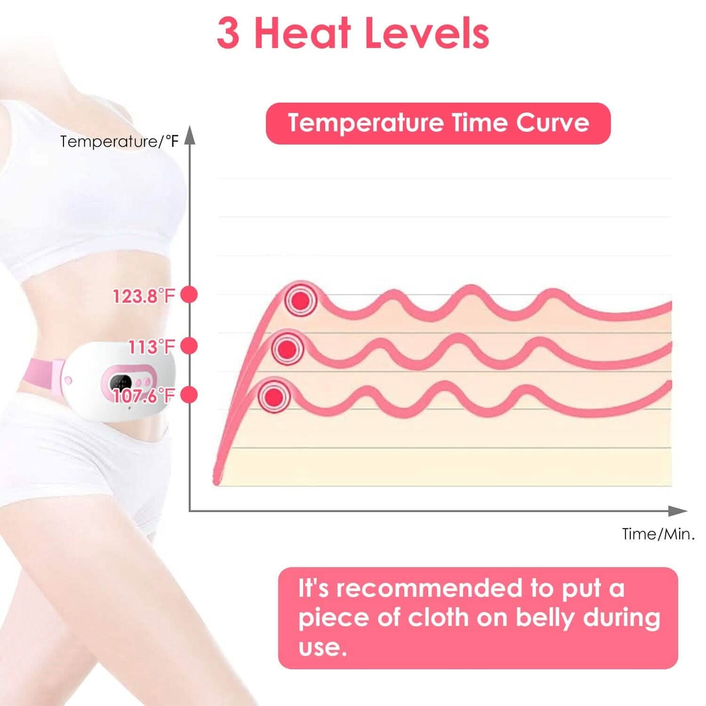 Portable Heating Pad For Cramps Fast Heating with 3 Heat Levels and 3 Massage Modes DailySale