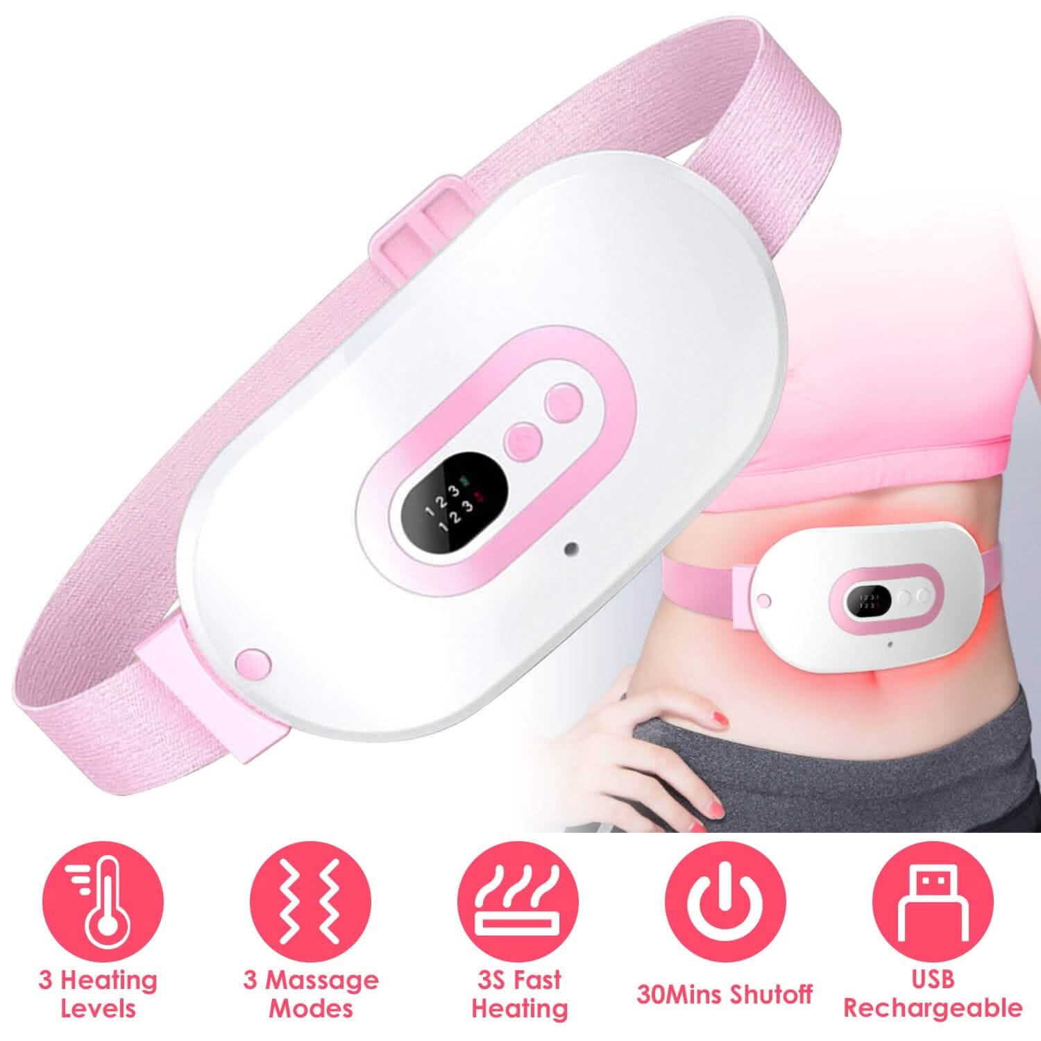 Portable Heating Pad For Cramps Fast Heating with 3 Heat Levels and 3 Massage Modes DailySale