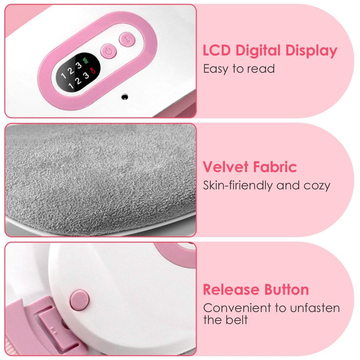 Portable Heating Pad For Cramps Fast Heating with 3 Heat Levels and 3 Massage Modes DailySale