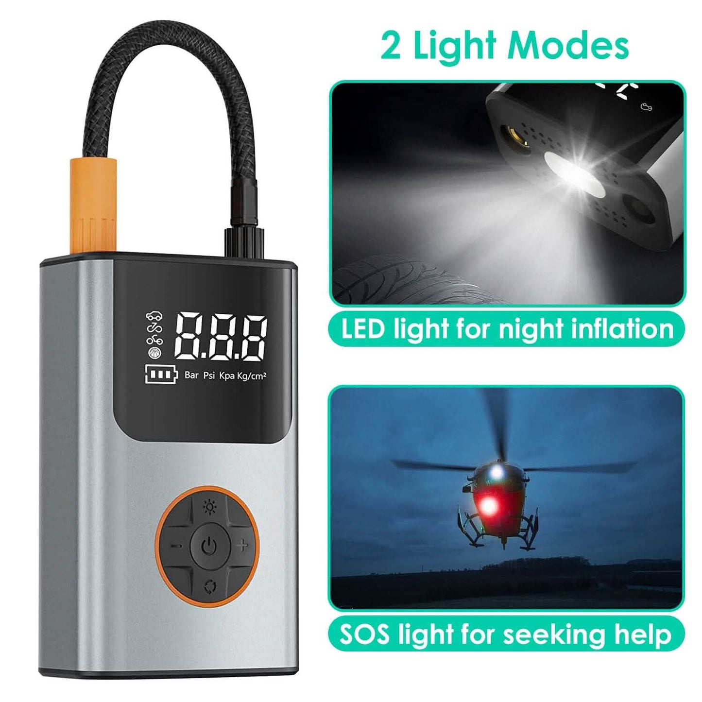 Portable Mini Tire Inflator with Digital Display LED Light DailySale