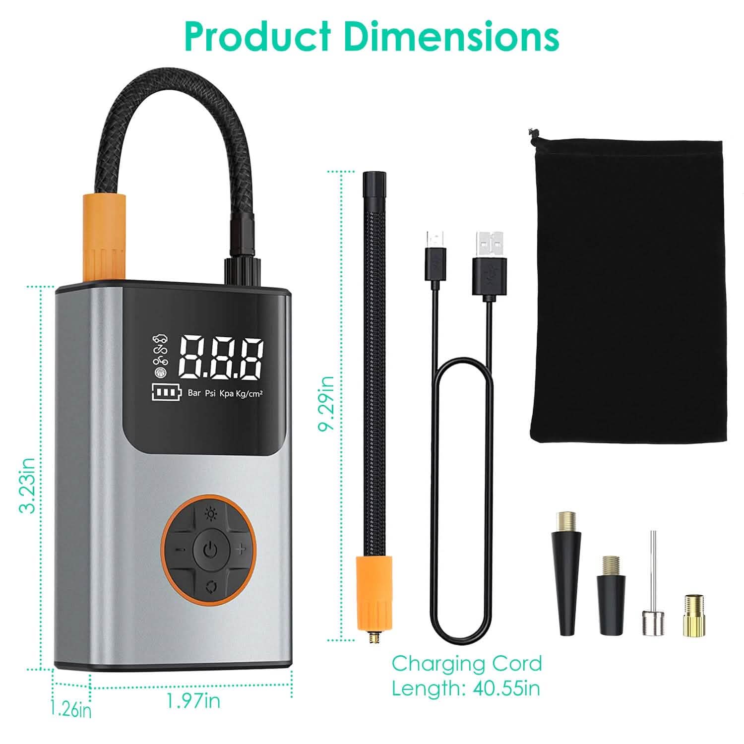 Portable Mini Tire Inflator with Digital Display LED Light DailySale