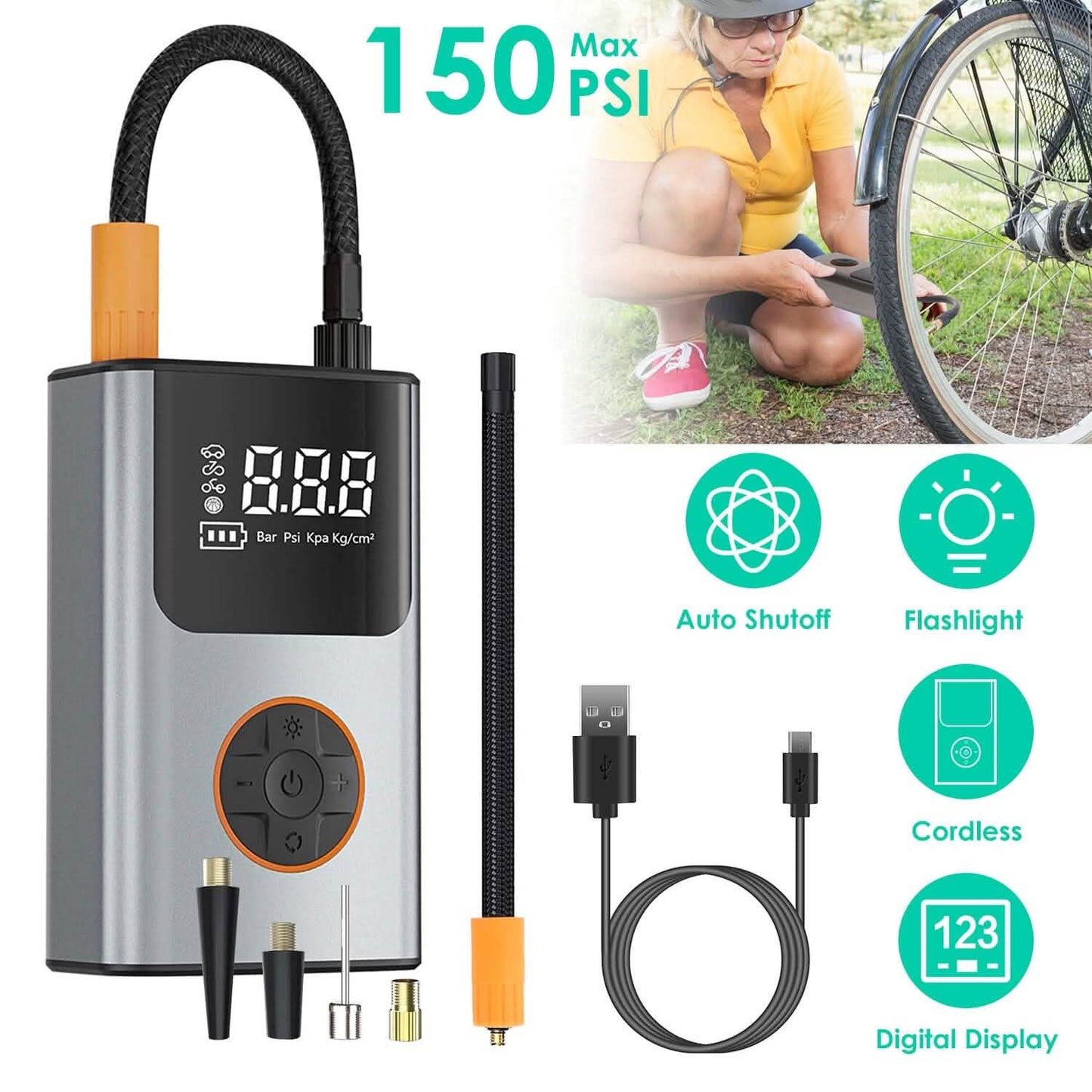 Portable Mini Tire Inflator with Digital Display LED Light DailySale