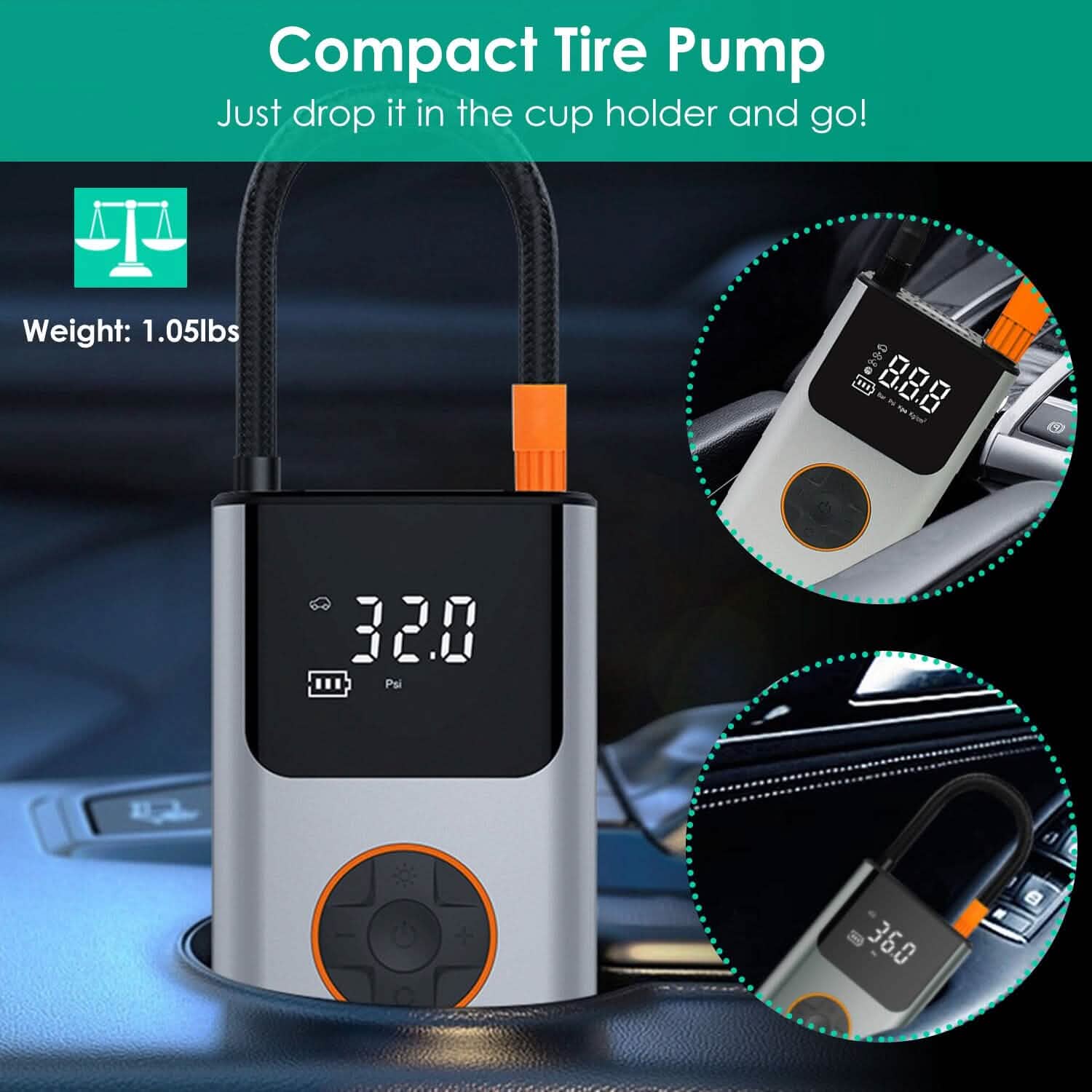 Portable Mini Tire Inflator with Digital Display LED Light DailySale