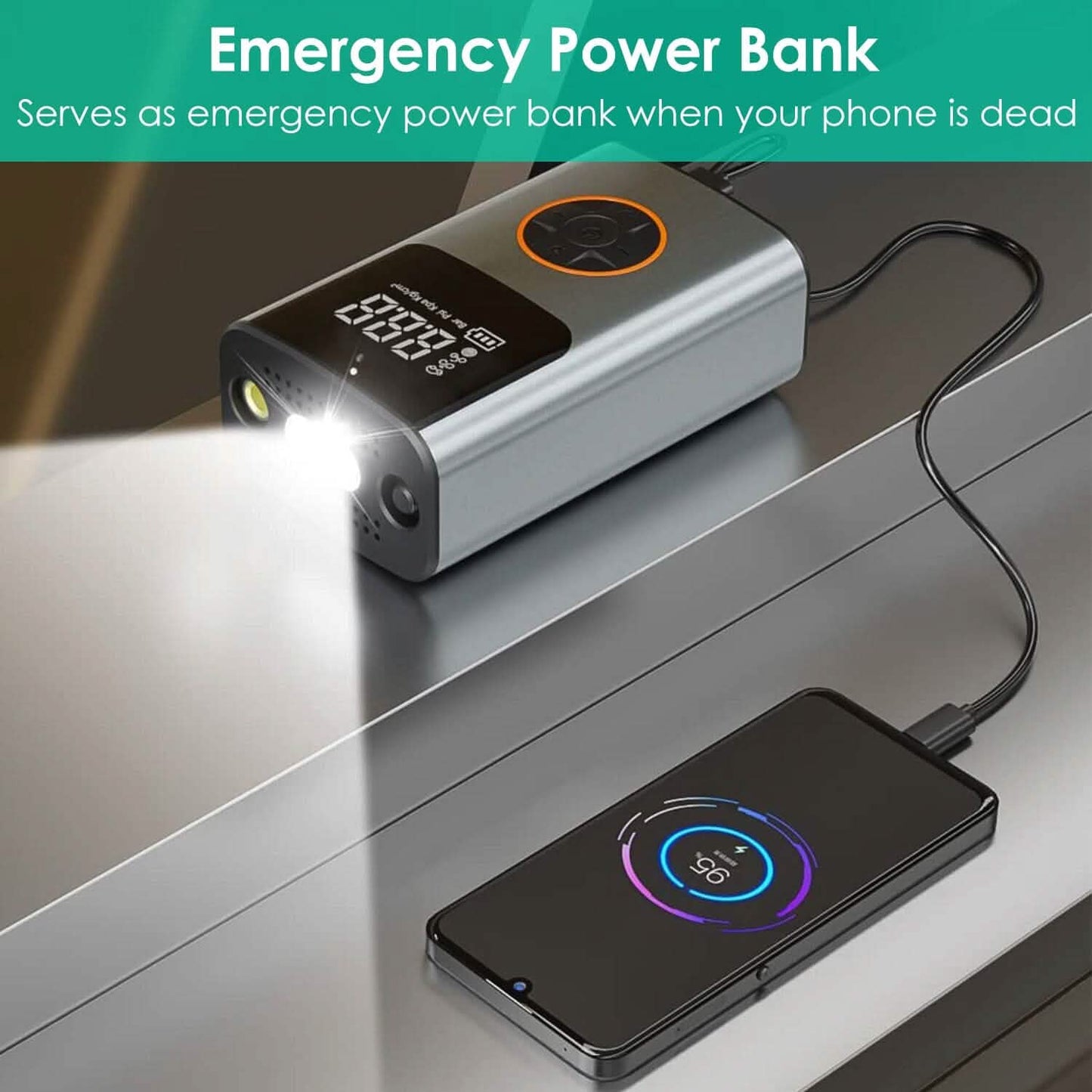 Portable Mini Tire Inflator with Digital Display LED Light DailySale
