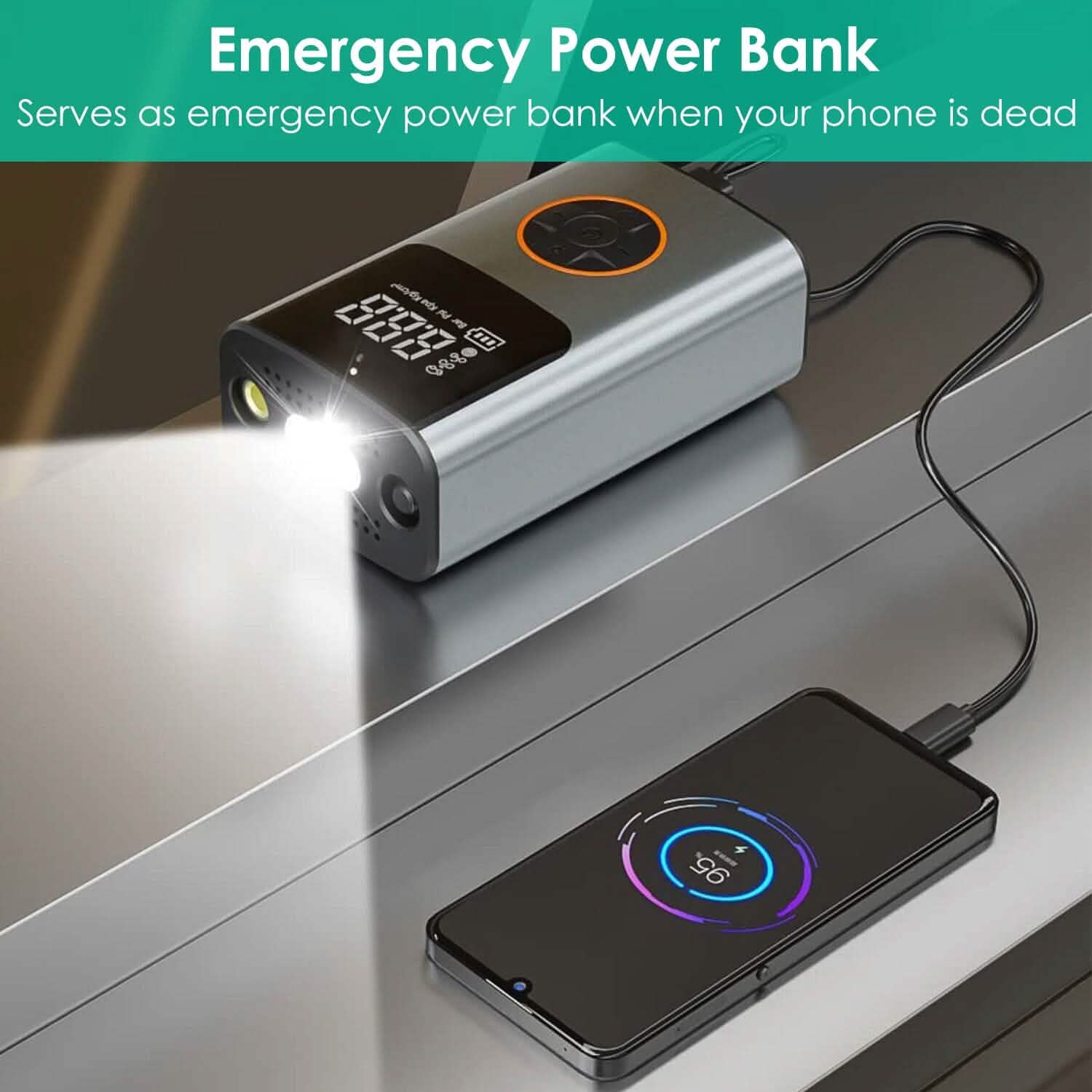 Portable Mini Tire Inflator with Digital Display LED Light DailySale