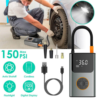 Portable Mini Tire Inflator with Digital Display LED Light DailySale