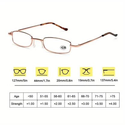 Portable Presbyopia Reading Glasses with Pen Tube Case - Unisex, Metal Frame, Spring Hinge, +1.00~+4.00, Plastic Lens DailySale