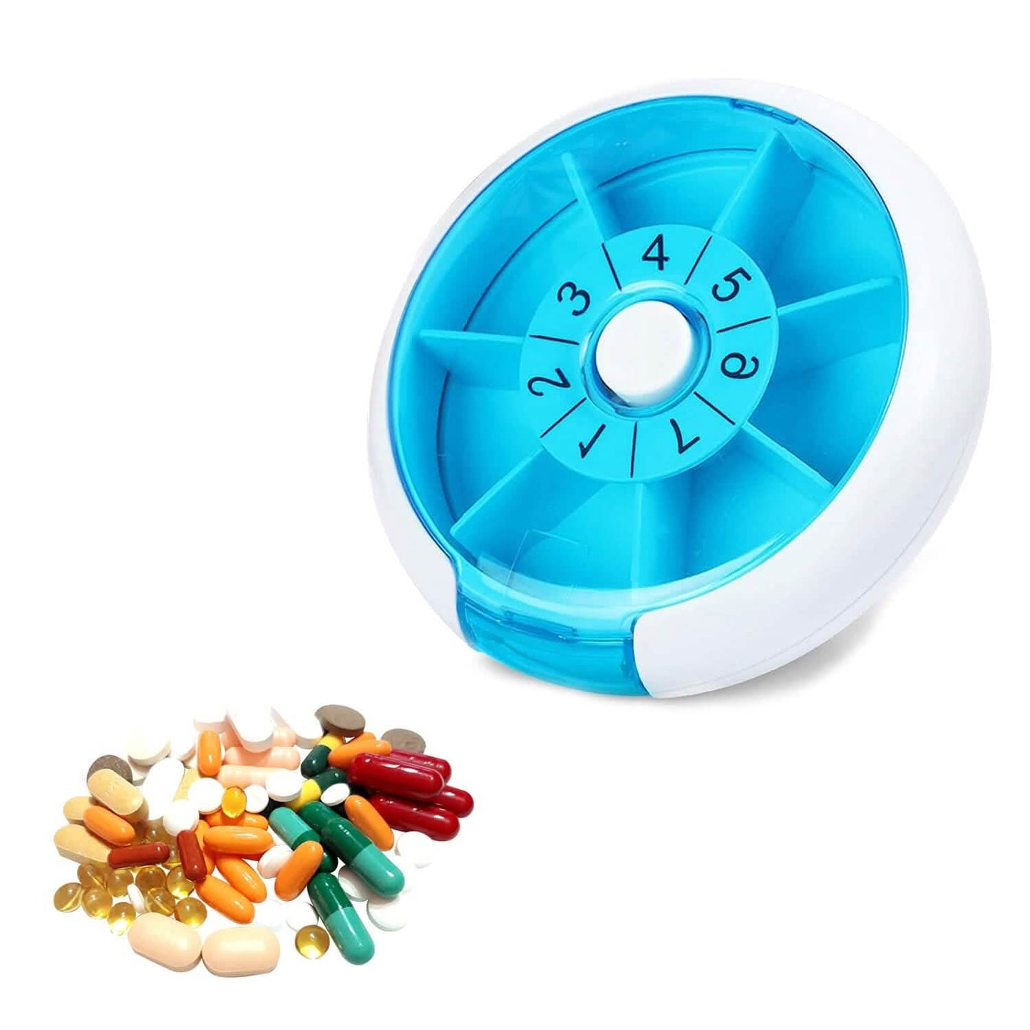 Portable Push Button Rotating Round Case Once A Day Daily Medicine Organizer DailySale