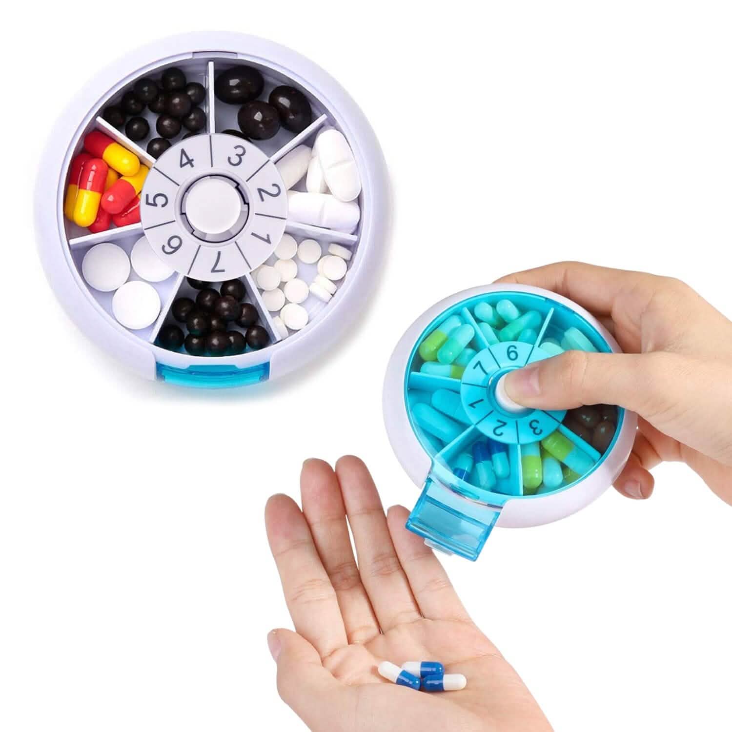Portable Push Button Rotating Round Case Once A Day Daily Medicine Organizer DailySale
