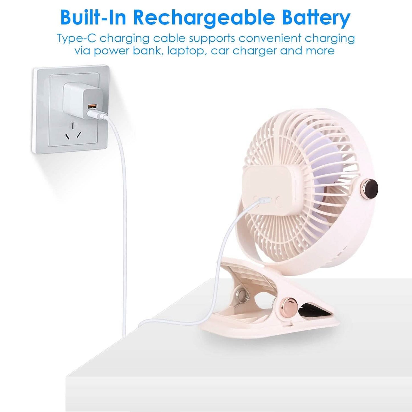 Portable Quiet Rechargeable Clip-On Fan DailySale