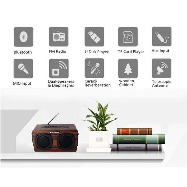 Portable Retro Wooden Wireless Bluetooth 4.2 Speaker DailySale
