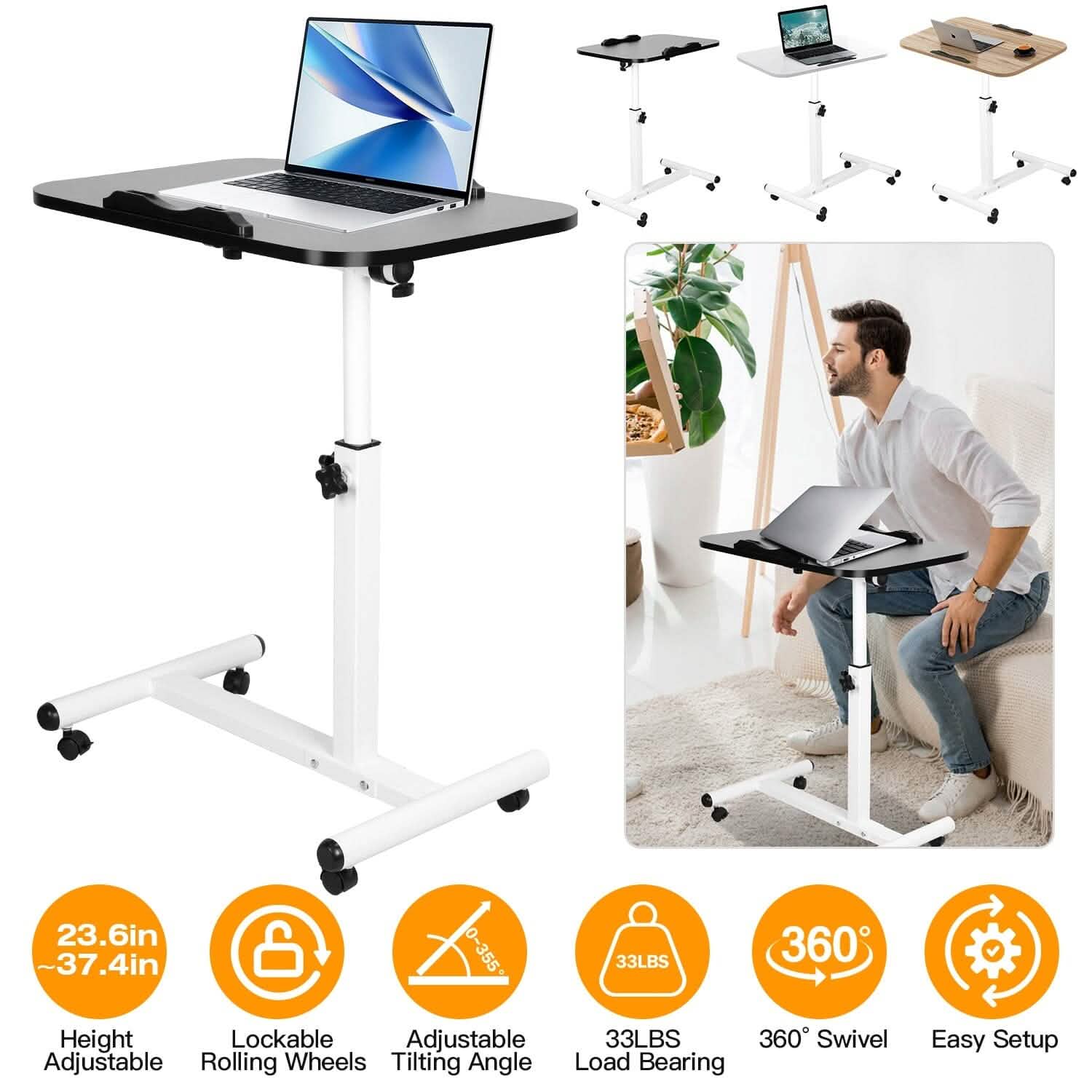 Portable Rolling Laptop Table DailySale