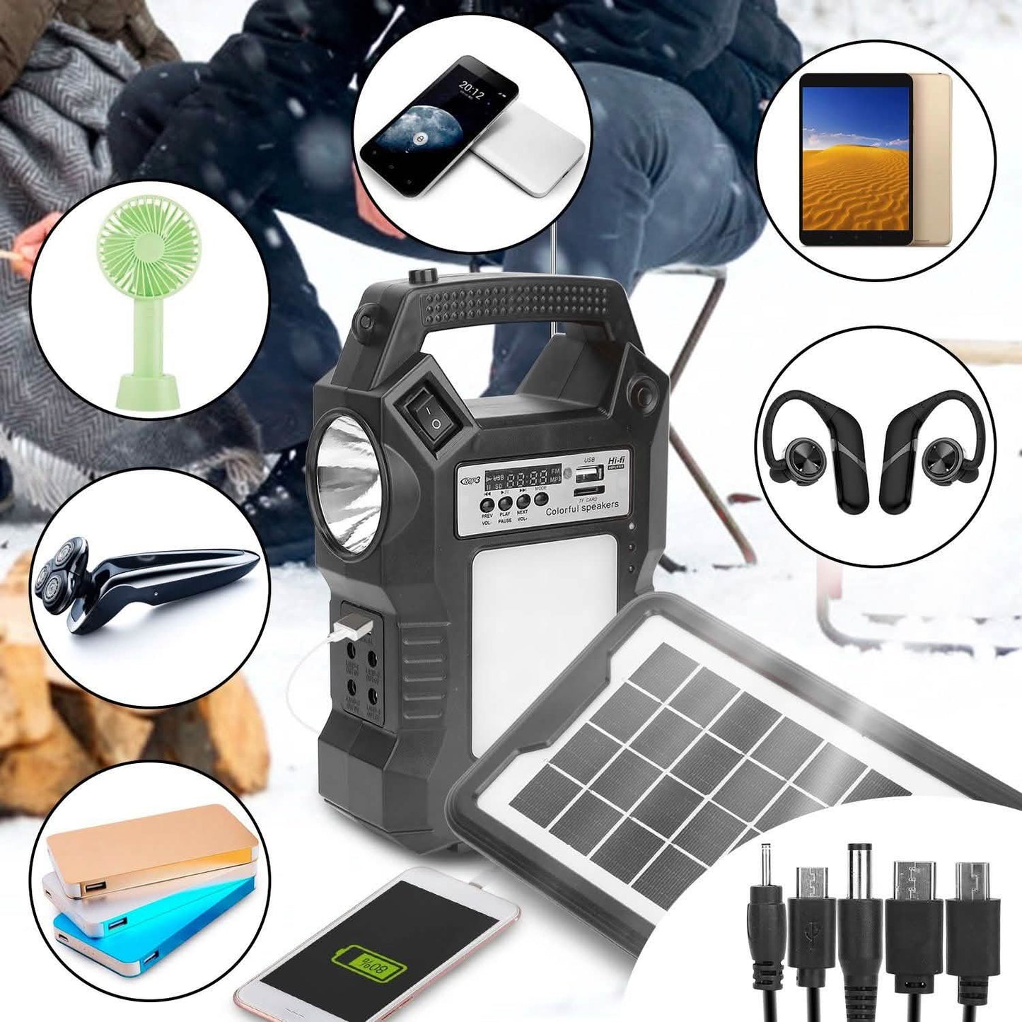 Portable Solar Power Station with Flashlight and 3 Lighting Bulbs DailySale