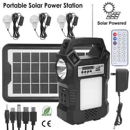 Portable Solar Power Station with Flashlight and 3 Lighting Bulbs DailySale