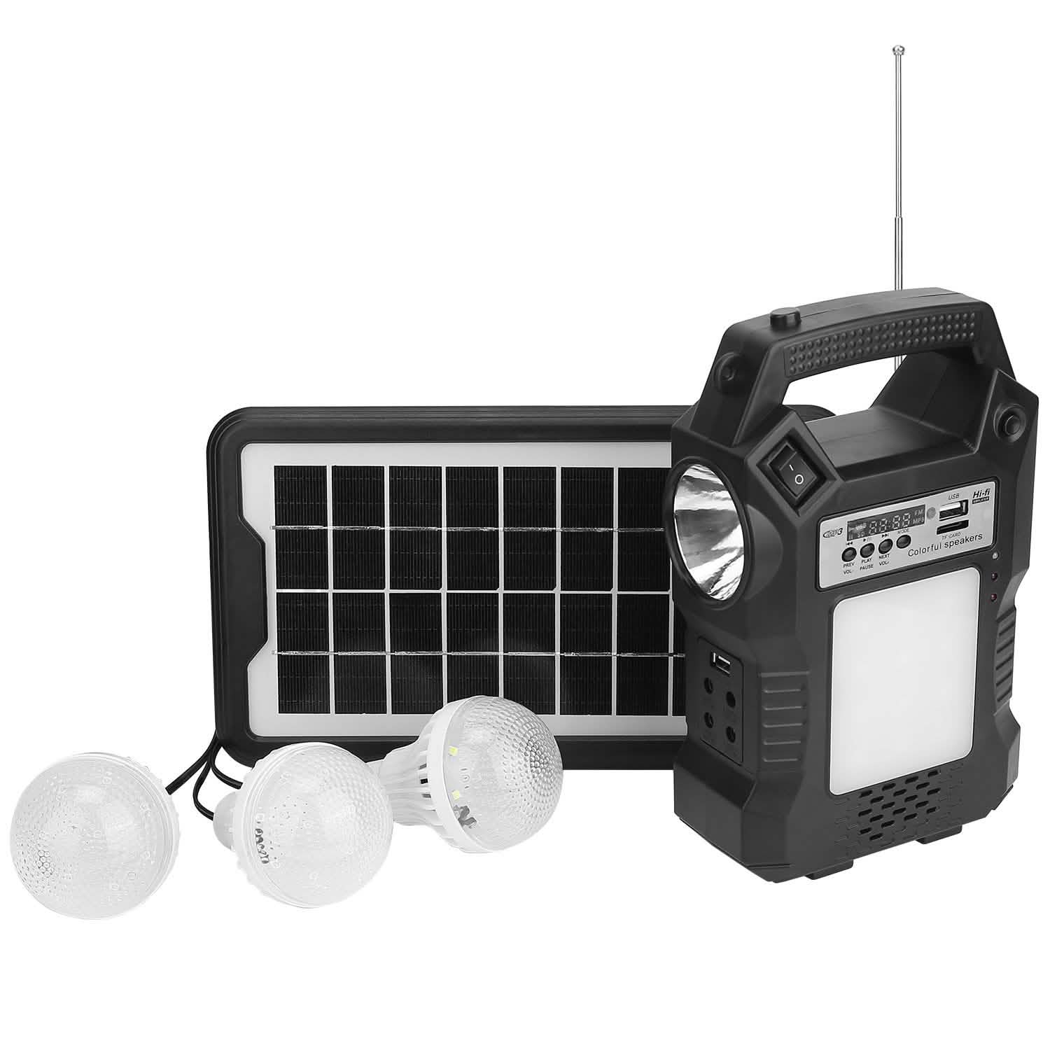 Portable Solar Power Station with Flashlight and 3 Lighting Bulbs DailySale