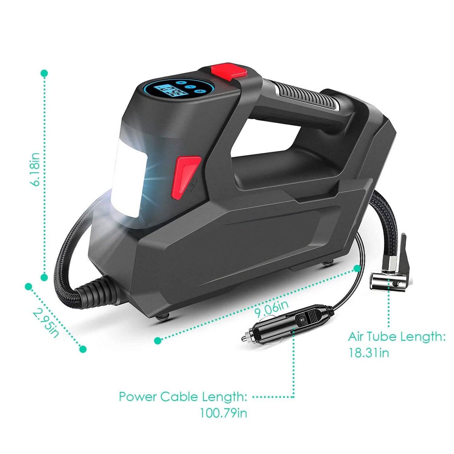 Portable Tire Inflator 120 PSI Maximum 90W Powered Tire Pump with Digital Display LED DailySale