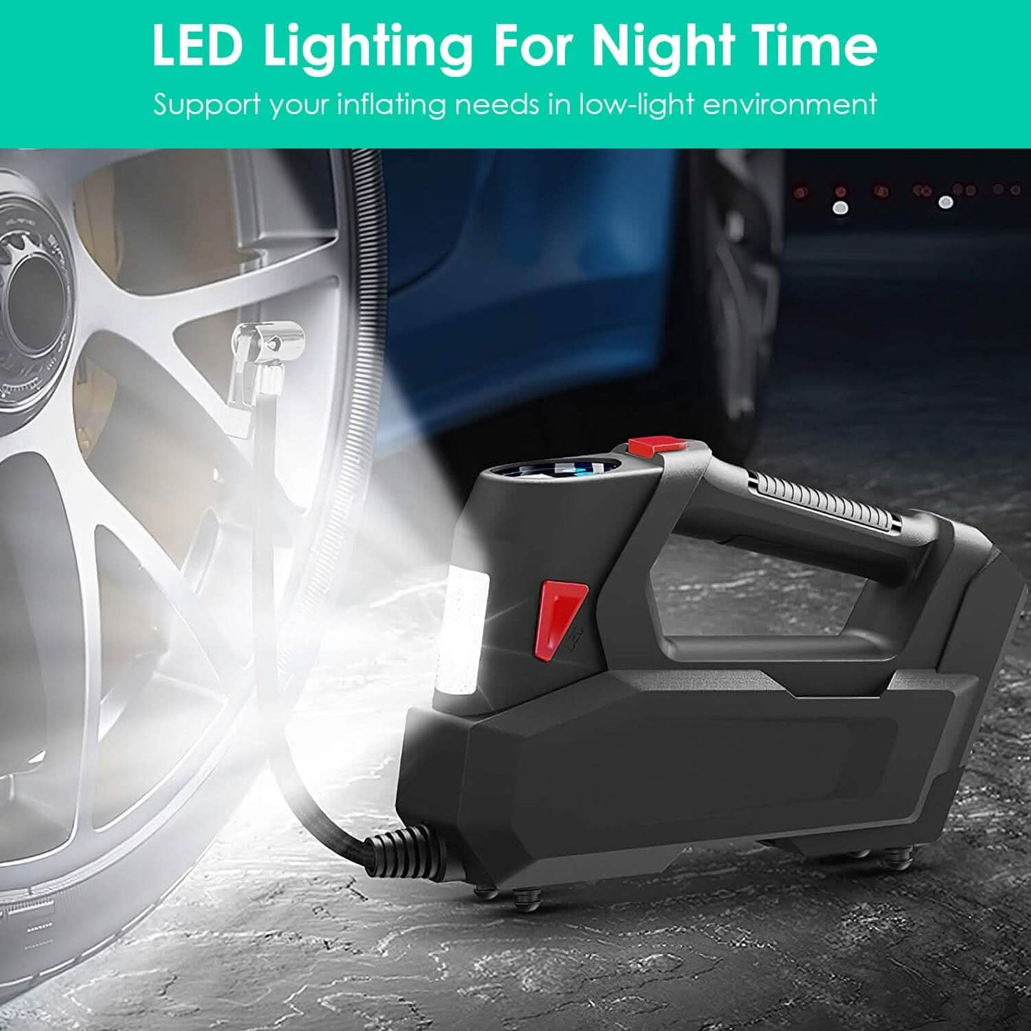 Portable Tire Inflator 120 PSI Maximum 90W Powered Tire Pump with Digital Display LED DailySale