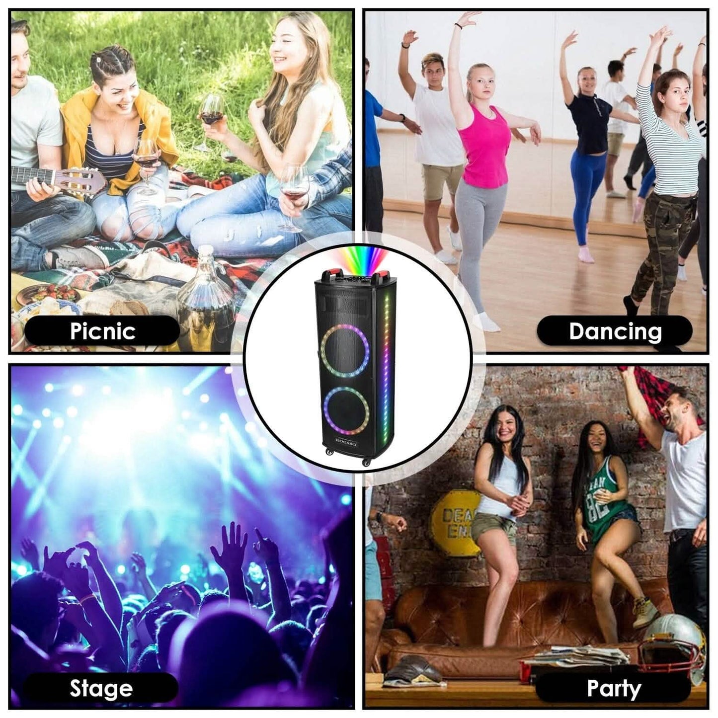 Portable Wireless Party Speaker Colorful Lights DJ PA System DailySale