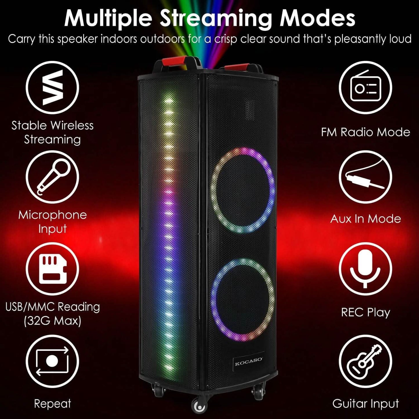 Portable Wireless Party Speaker Colorful Lights DJ PA System DailySale