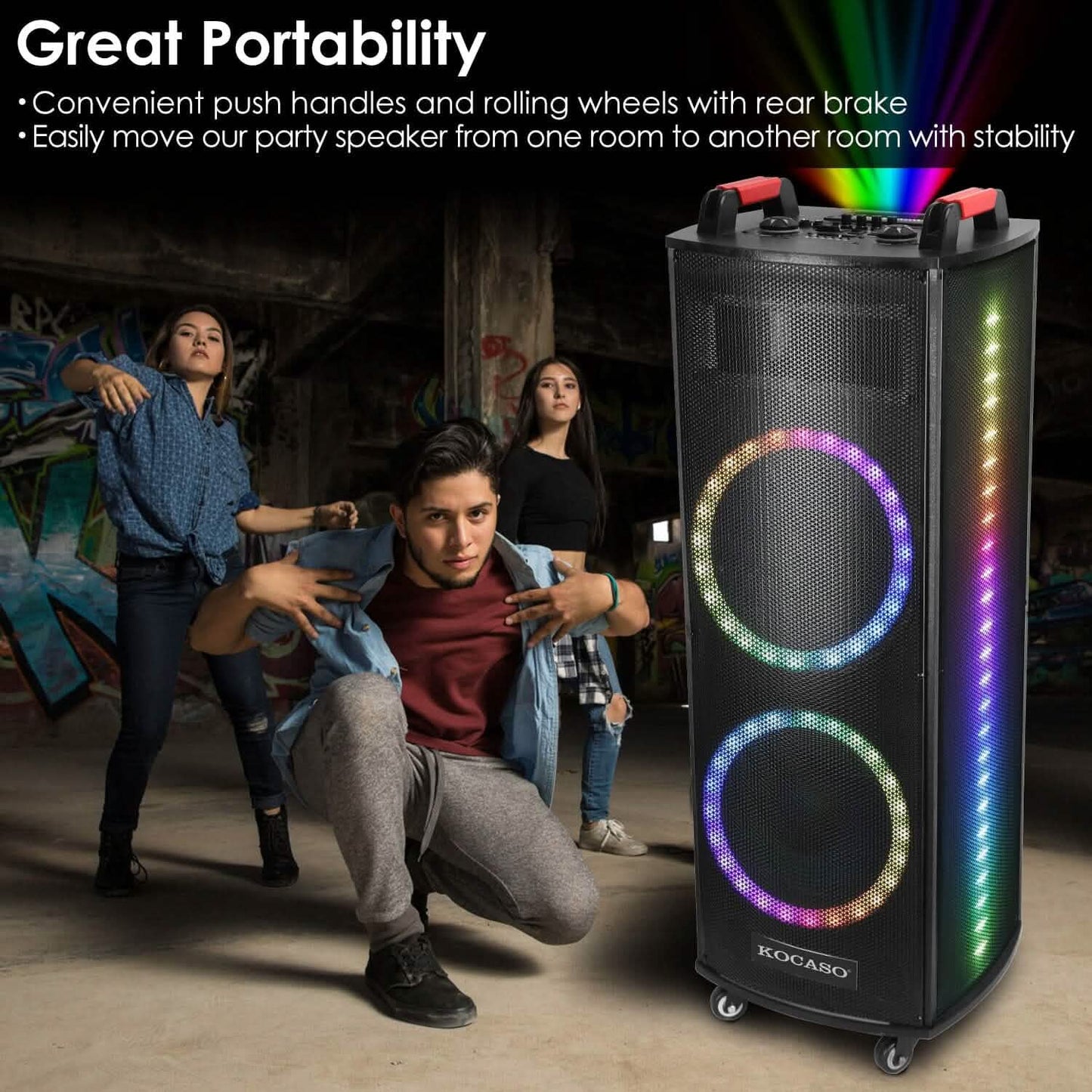 Portable Wireless Party Speaker Colorful Lights DJ PA System DailySale