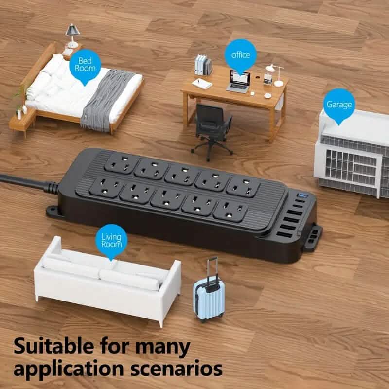 Power Strip Plug with 10-Outlets, 6 USB Ports and 2 USB-C DailySale