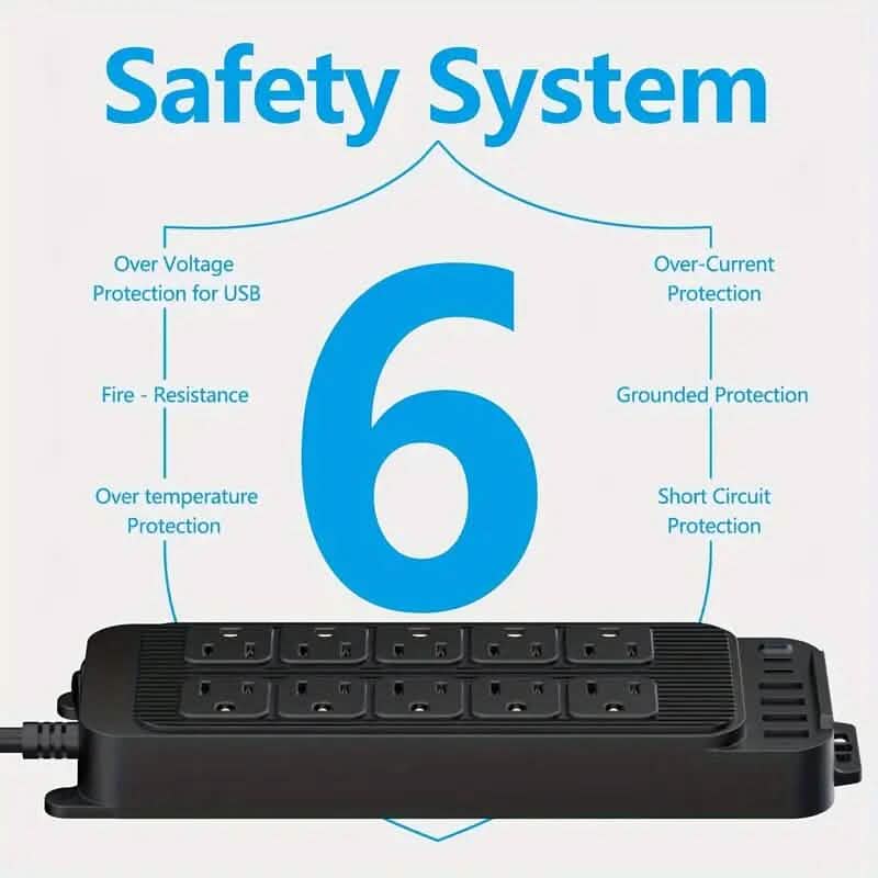 Power Strip Plug with 10-Outlets, 6 USB Ports and 2 USB-C DailySale