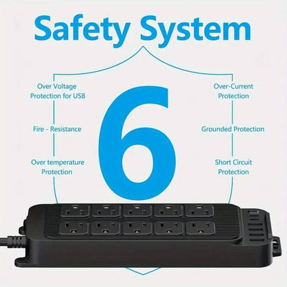 Power Strip Plug with 10-Outlets, 6 USB Ports and 2 USB-C DailySale
