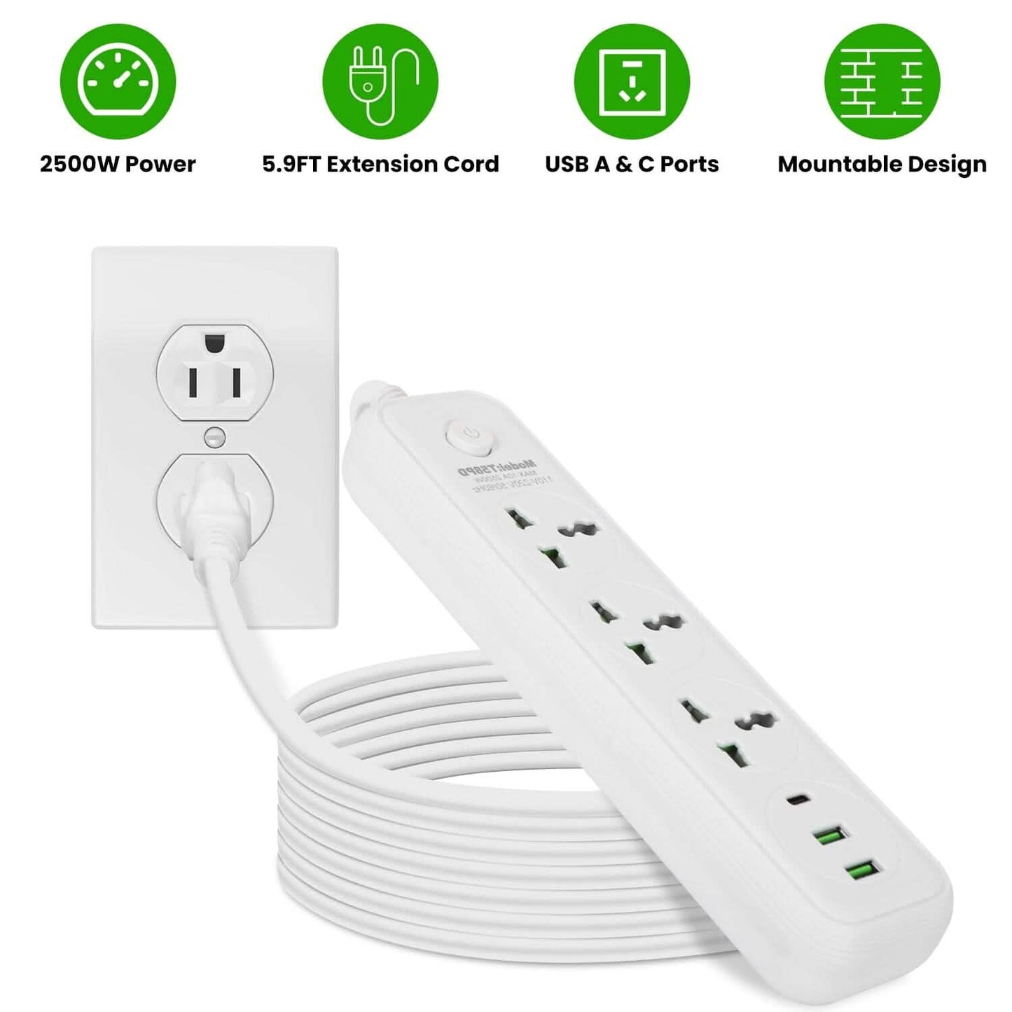 Power Strip with 5.9ft Extension DailySale