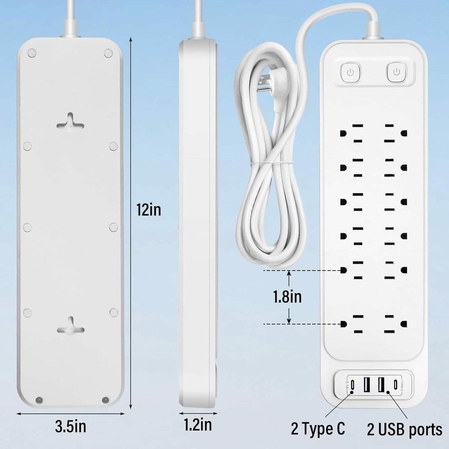 Power Strip with Surge Protector Extension Cord DailySale