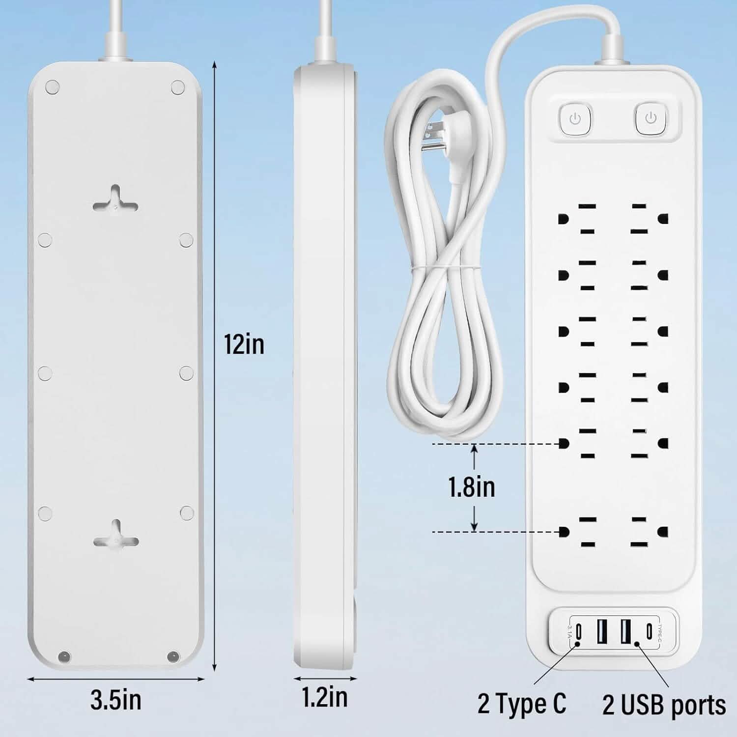Power Strip with Surge Protector Extension Cord DailySale