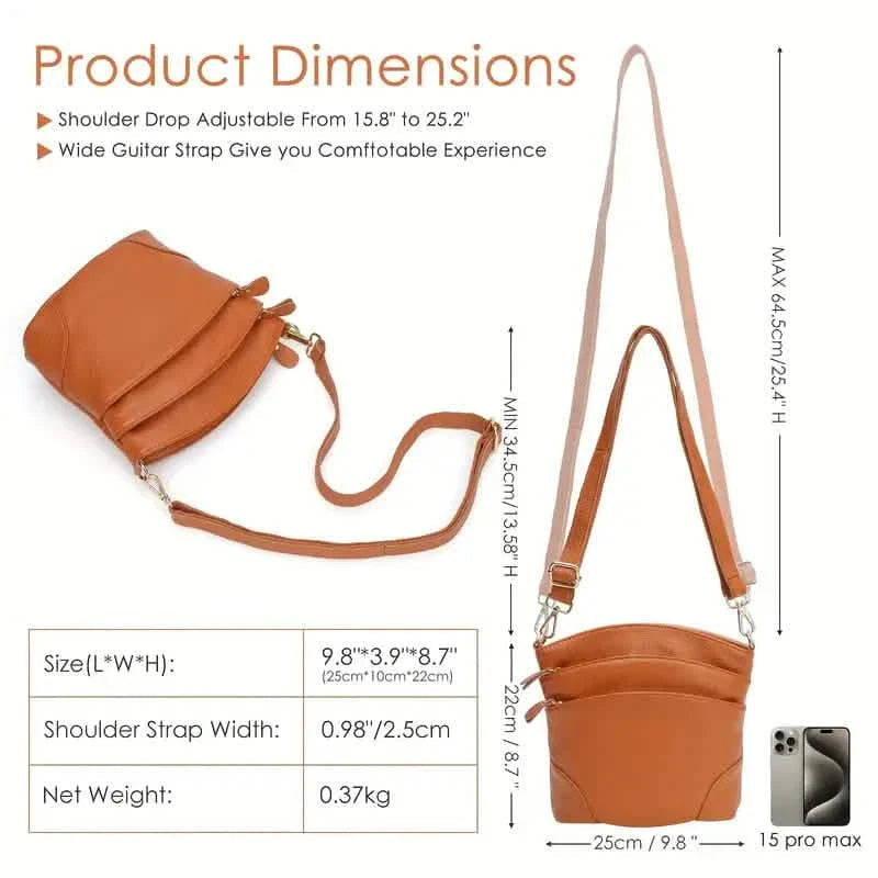 Premium Genuine Cowhide Leather Crossbody Bag DailySale