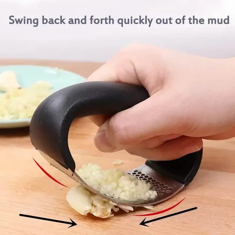 Premium Stainless Steel Garlic Rocker Press - Compact, Durable, and Rust-Resistant Kitchen Gadget DailySale