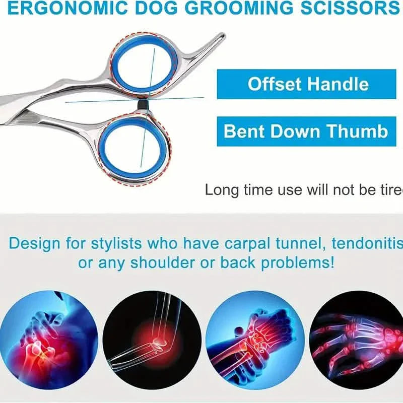 Premium Stainless Steel Grooming Scissors Set for Pet with Safety Round Tip DailySale