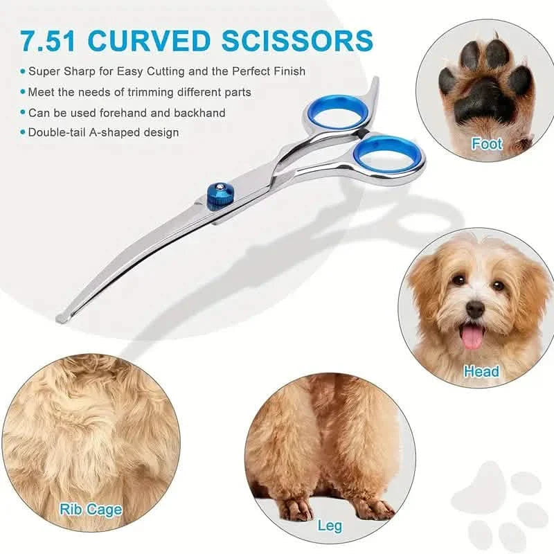 Premium Stainless Steel Grooming Scissors Set for Pet with Safety Round Tip DailySale