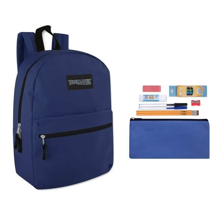 Trailmaker Classic 17 Inch Backpack + 12 Piece School Supply Kit DailySale