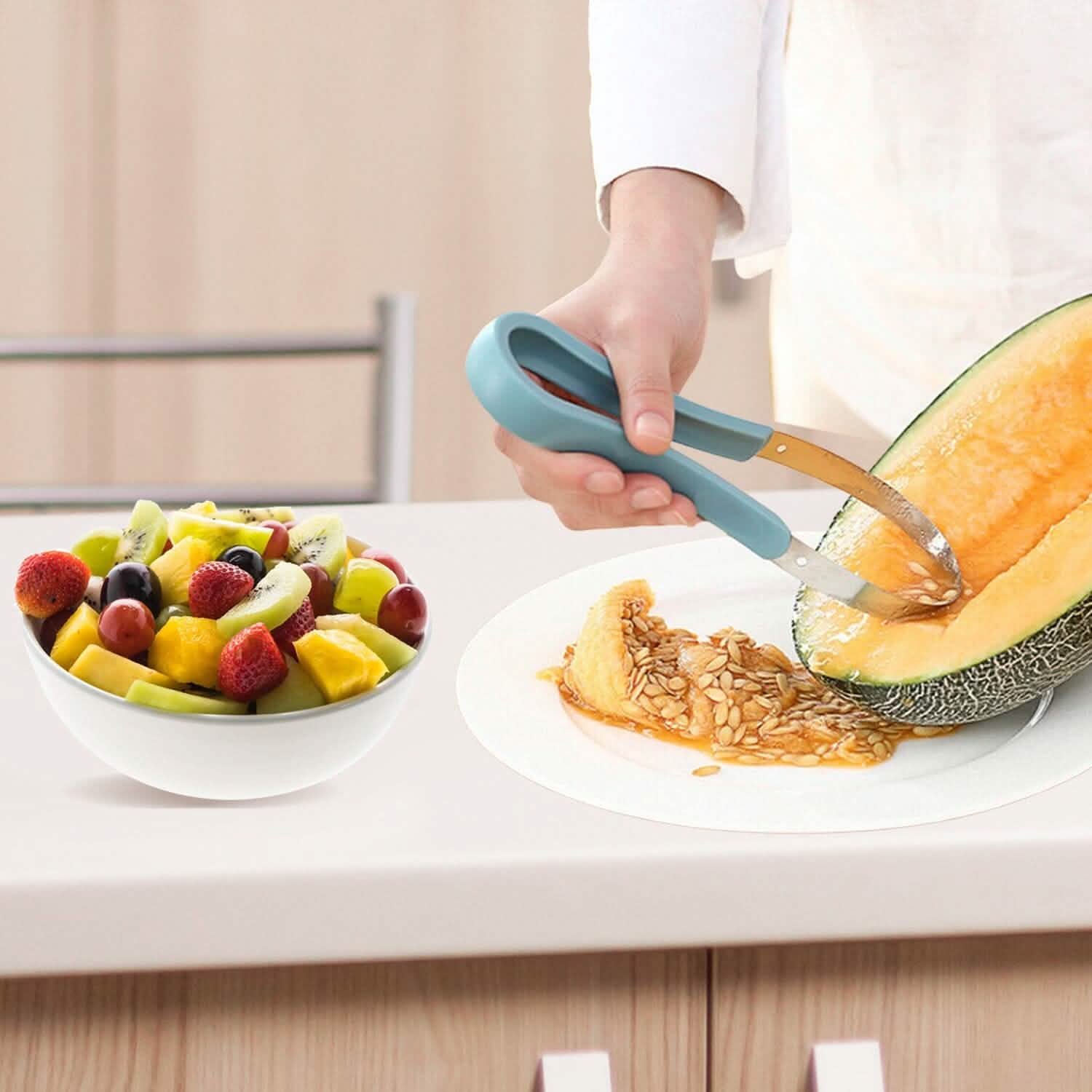 Professional 3-In-1 Stainless Steel Watermelon Melon Baller Scoop Seed Remover Fruit Carving Tool Set DailySale