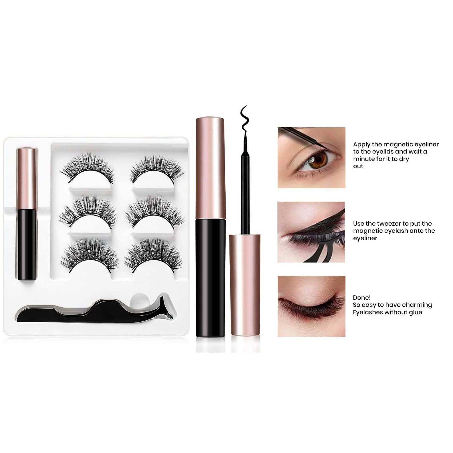 Professional Long Lasting Magnetic Eyeliner And Eyelash Kit DailySale