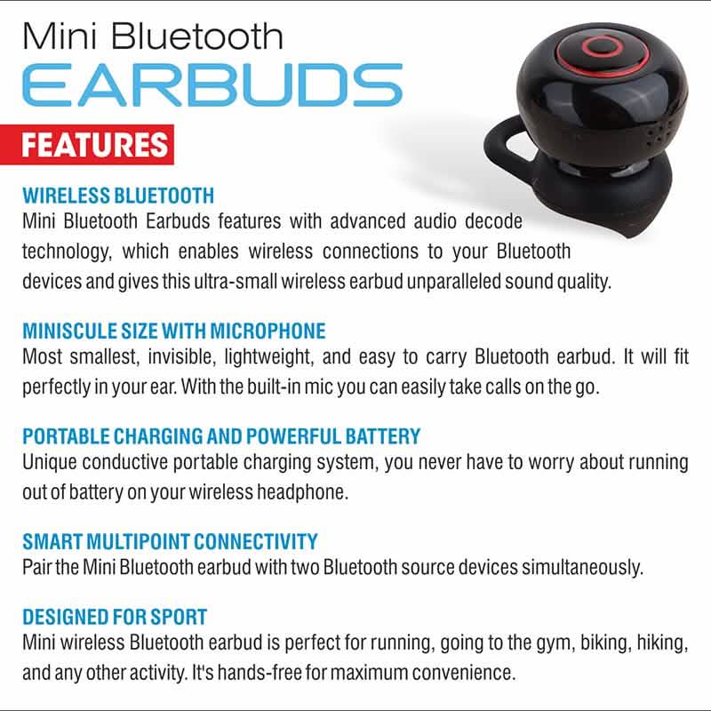 Professional Mini Earpiece with Hands-free Calling and Microphone DailySale