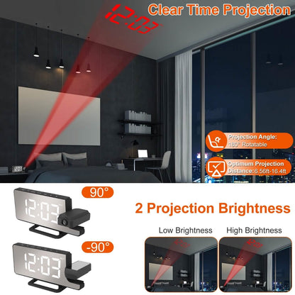 Projection Alarm Clock LED Digital Alarm Clock with Dual Alarms Snooze DailySale