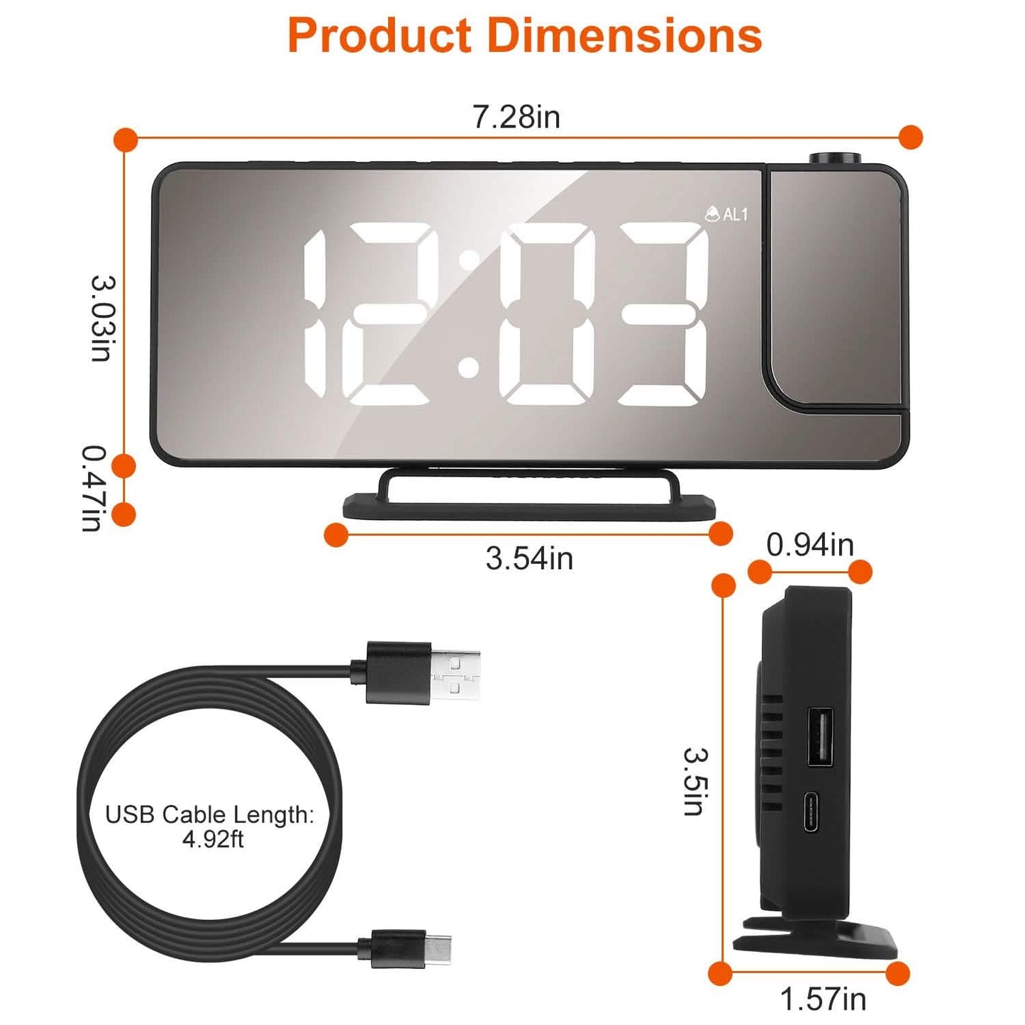 Projection Alarm Clock LED Digital Alarm Clock with Dual Alarms Snooze DailySale