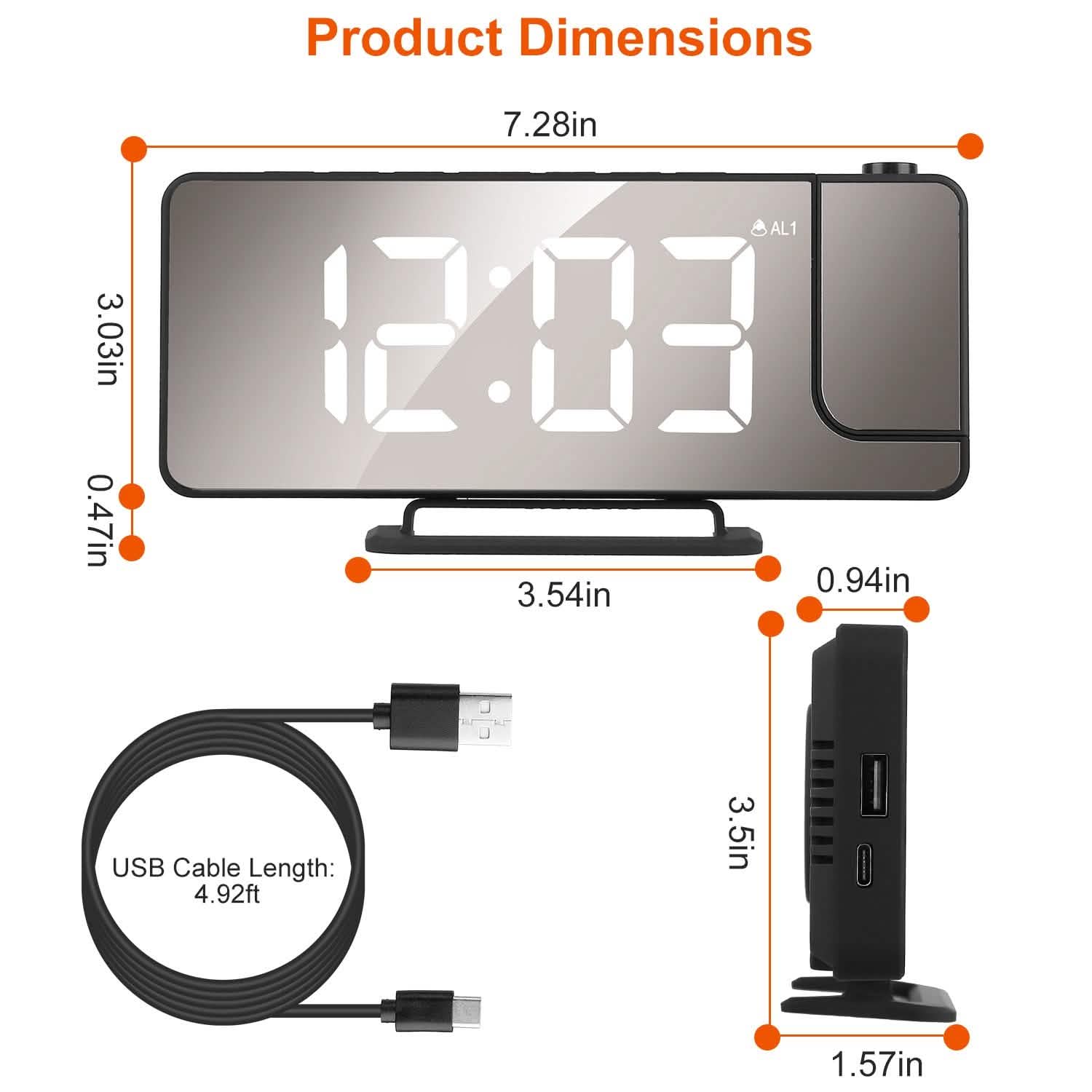 Projection Alarm Clock LED Digital Alarm Clock with Dual Alarms Snooze DailySale