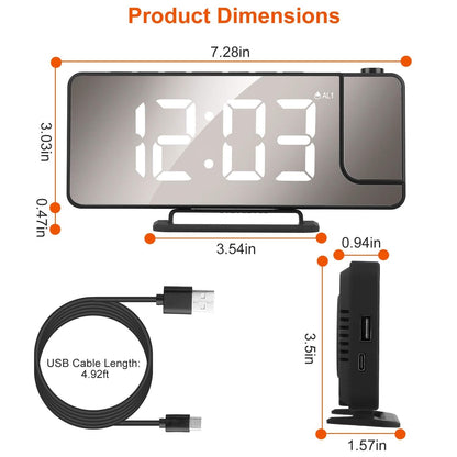 Projection Alarm Clock LED Digital Alarm Clock with Dual Alarms Snooze DailySale