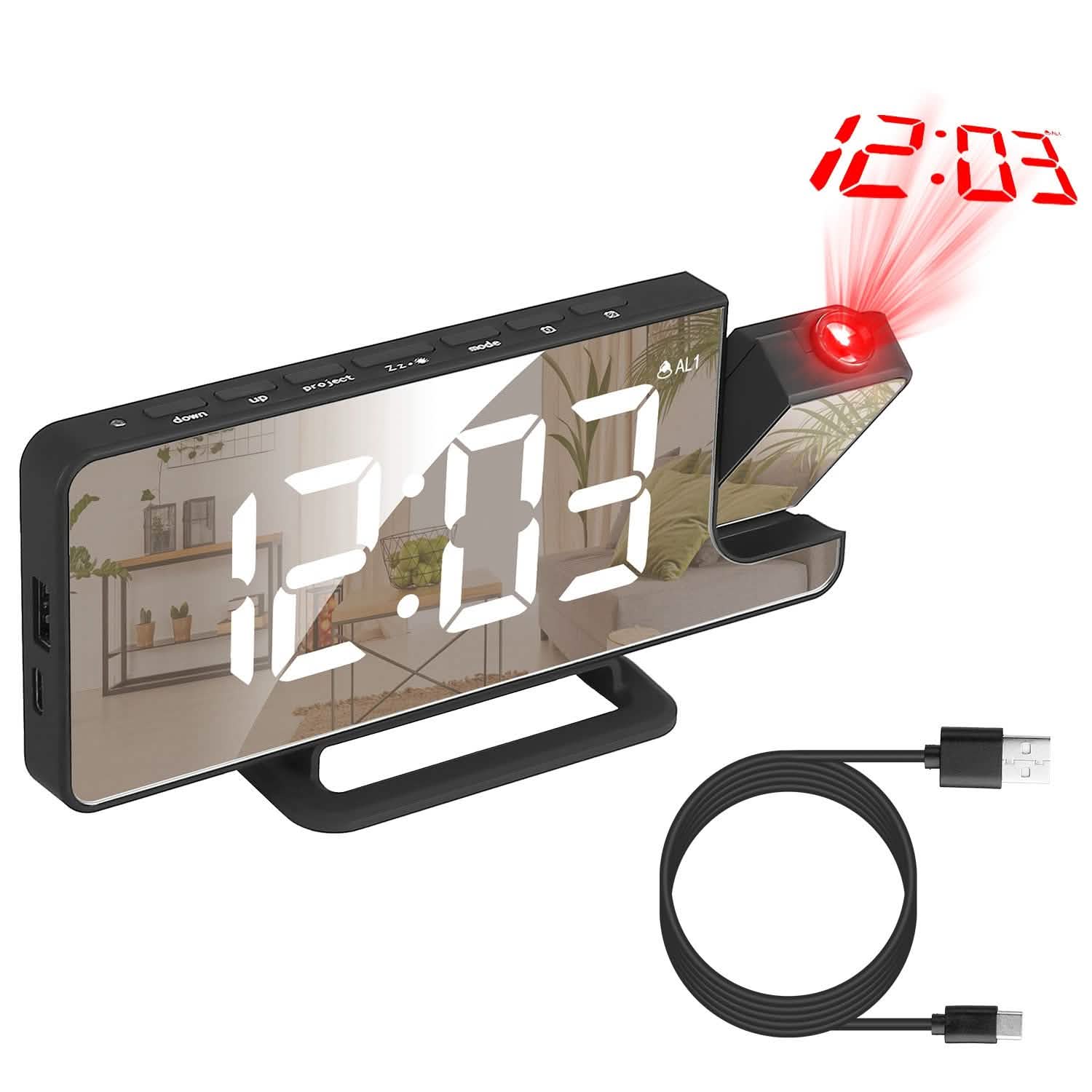 Projection Alarm Clock LED Digital Alarm Clock with Dual Alarms Snooze DailySale