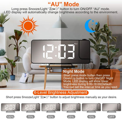 Projection Alarm Clock LED Digital Alarm Clock with Dual Alarms Snooze DailySale