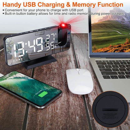 Projection Alarm Clock with Radio Function DailySale